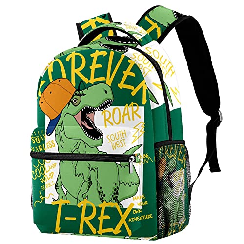 Sac à dos T-Rex vert ergonomique avec porte-gourde pour enfant