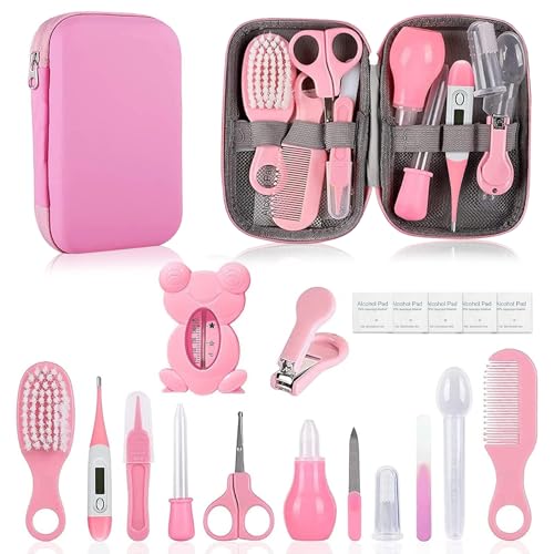 MEETOZ Baby Healthcare and Grooming Kit, 19-piece Set (Pink)