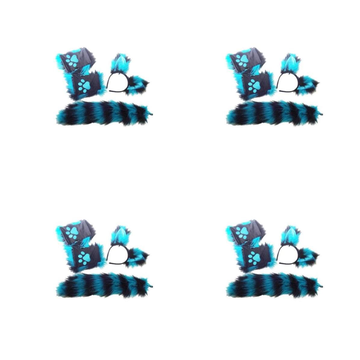 Healvian 4 Juegos Diadema de Animal Peluda Azul para Cosplay y Fiestas