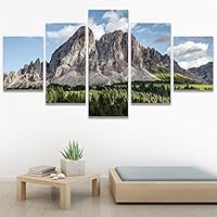 SIGNWIN 5 Panel Canvas Wall Art Modern Art Expressive Farmhouse/Country Landscape Mountain Top Multicolor Photography for Home Decorations Ready to Hang - 60