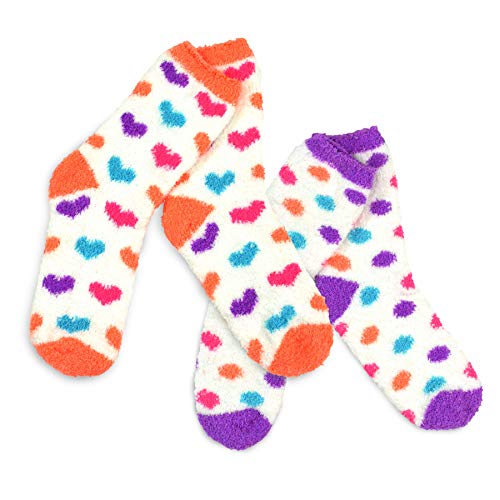 Colorful Neon Polka Dots Cute Comfy Plush Fuzzy Slipper Socks For Women 2-Pair Crew (Neon Polka Dot) #TOP2