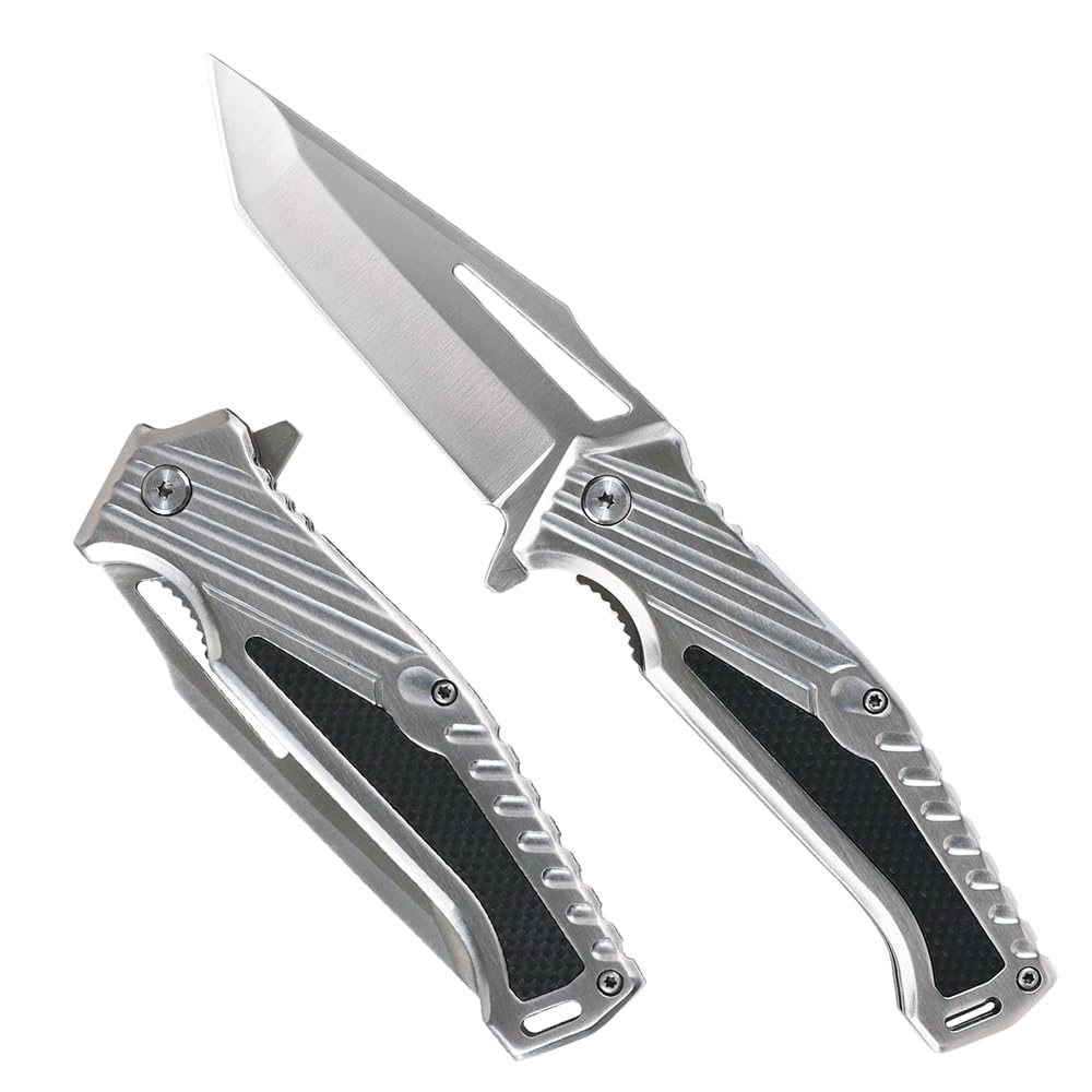 Cool Folding Utility Knife for Men Women EDC Pocket Knives with Liner Lock Sharp Multi Tool Knife for Outdoor, Camping, 3.54 inch 3Cr13 Steel Blade and Steel Handle