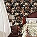 XRUIBZI Black Floral Wallpaper Peel and Stick Vintage Colorful Floral Wallpaper Leaf Contact Paper for Cabinet Waterproof Self Adhesive Wall Paper for Kitchen Countertop Wall 17.5