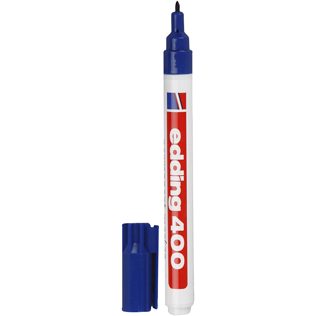edding 400 permanent marker - blue - 1 marker - fine tip round 1 mm - waterproof, quick-drying, indelible markers - for cardboard, plastic, wood, metal, glass