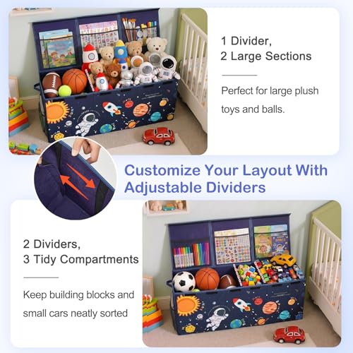 Image of Toy Box with Adjustable Divider Large Toy Chest Storage for Nursery Kidroom