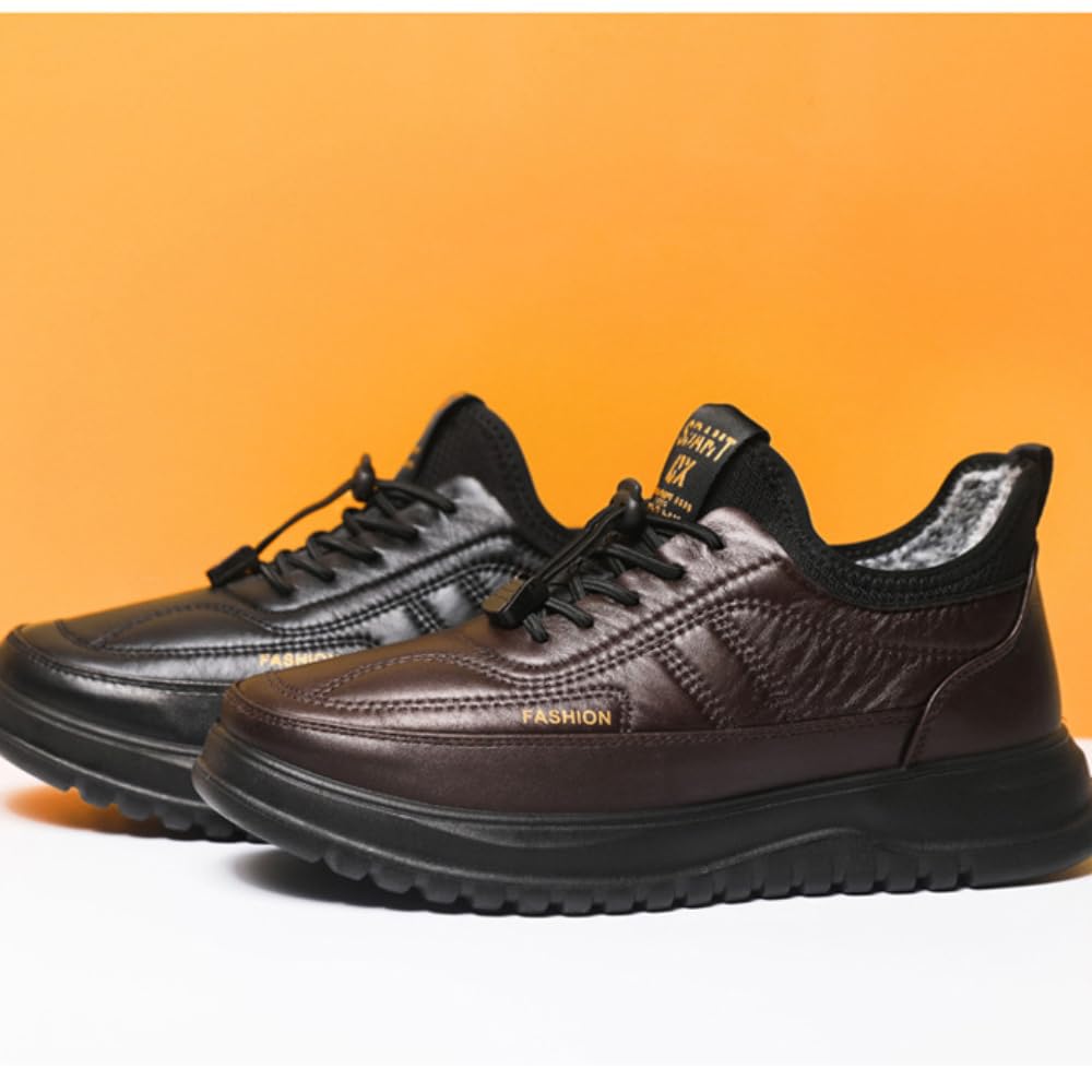 Qacksv Mens Winter Boots Snow Shoes Casual Lightweight Waterproof Snow Boots Anti-Slip Fur Lined Trekking Backpacking Hiking Boots Hiking Boots Comfortable Outdoor (8,brown)