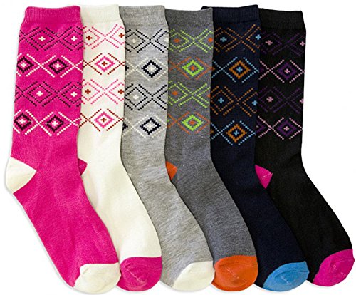 Image of ToBeInStyle Women's Pack of 6 or 12 Fashion Printed Crew Socks