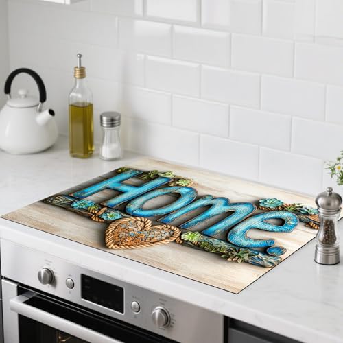Image of Nuxovilar Stove Top Cover for Electric Stove, 20x28 Inch Polyester Glass Cooktop Protector Home with Heart Ornament Design, for Kitchen Decor & Daily Use