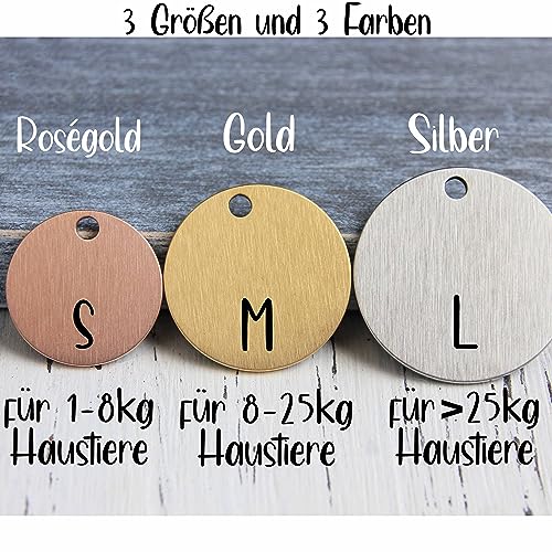 Hundemarke mit Gravur | Personalisiert Hundeanhänger mit Name | Tiermarke für Hunde und Katzen | Tier Namensschilder für Halsband | Katzemarke ID tag inkl. 2 Kostenlose Ringe