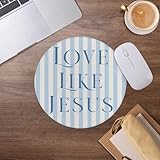 Christian Bible Verse Mouse Pad,Trendy Blue Mousepad for Desk Home Office Dorm Computers Laptop Accessories,7.9×7.9 Inch,Love Like Jesus
