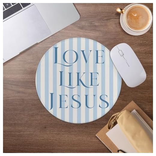 Christian Bible Verse Mouse Pad,Trendy Blue Mousepad for Desk Home Office Dorm Computers Laptop Accessories,7.9x7.9 Inch,Love Like Jesus