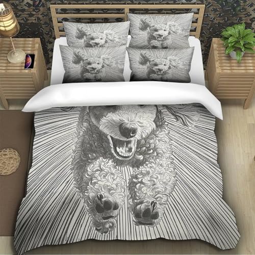 Housse de couette chien 3D 140x200cm en microfibre avec fermeture éclair