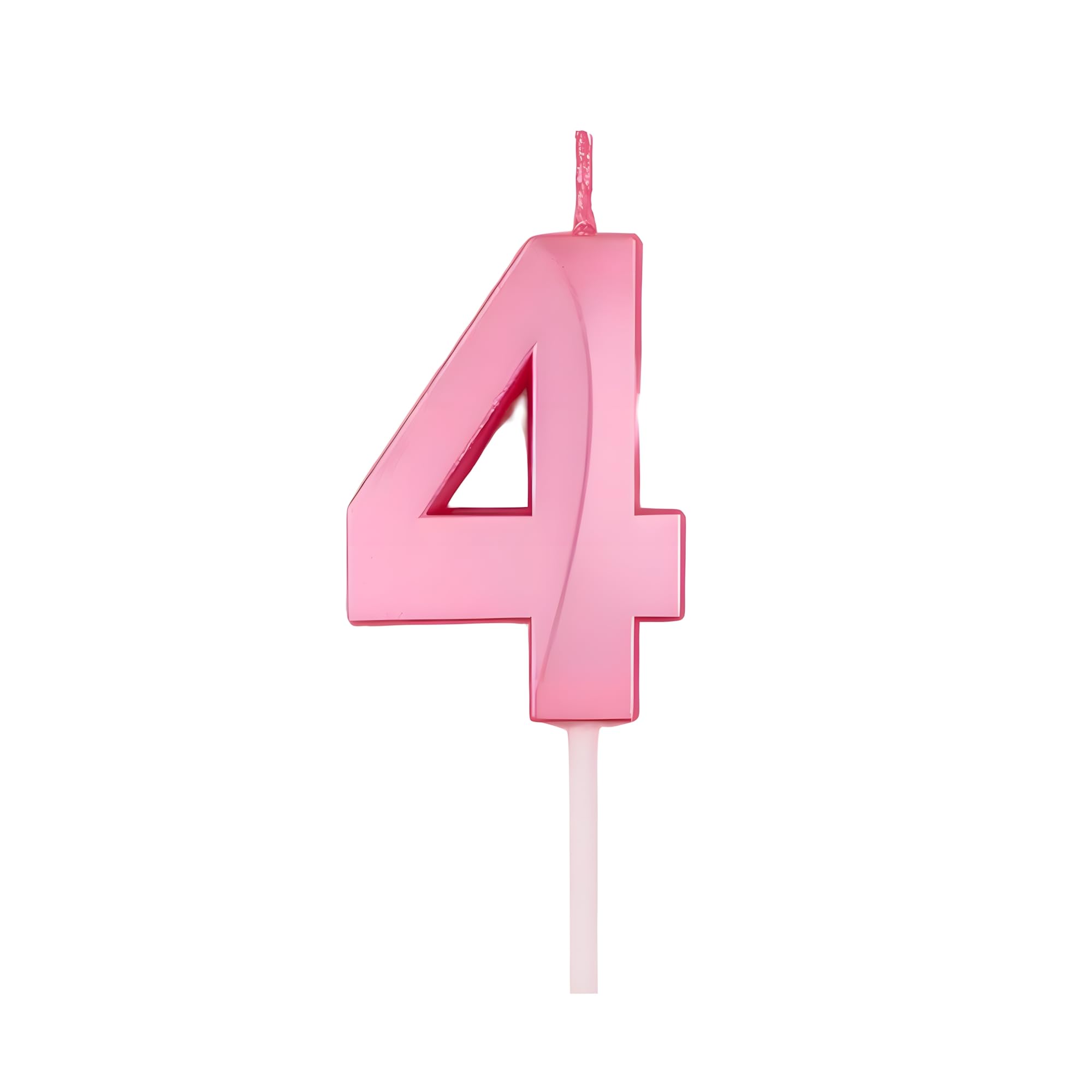 Juzfun Birthday Number Candles 4 for Cake Decoration Fourth Year Wedding Anniversary Party Celebration Metallic Pink Colour Size : Width 5 x Height 7 CM