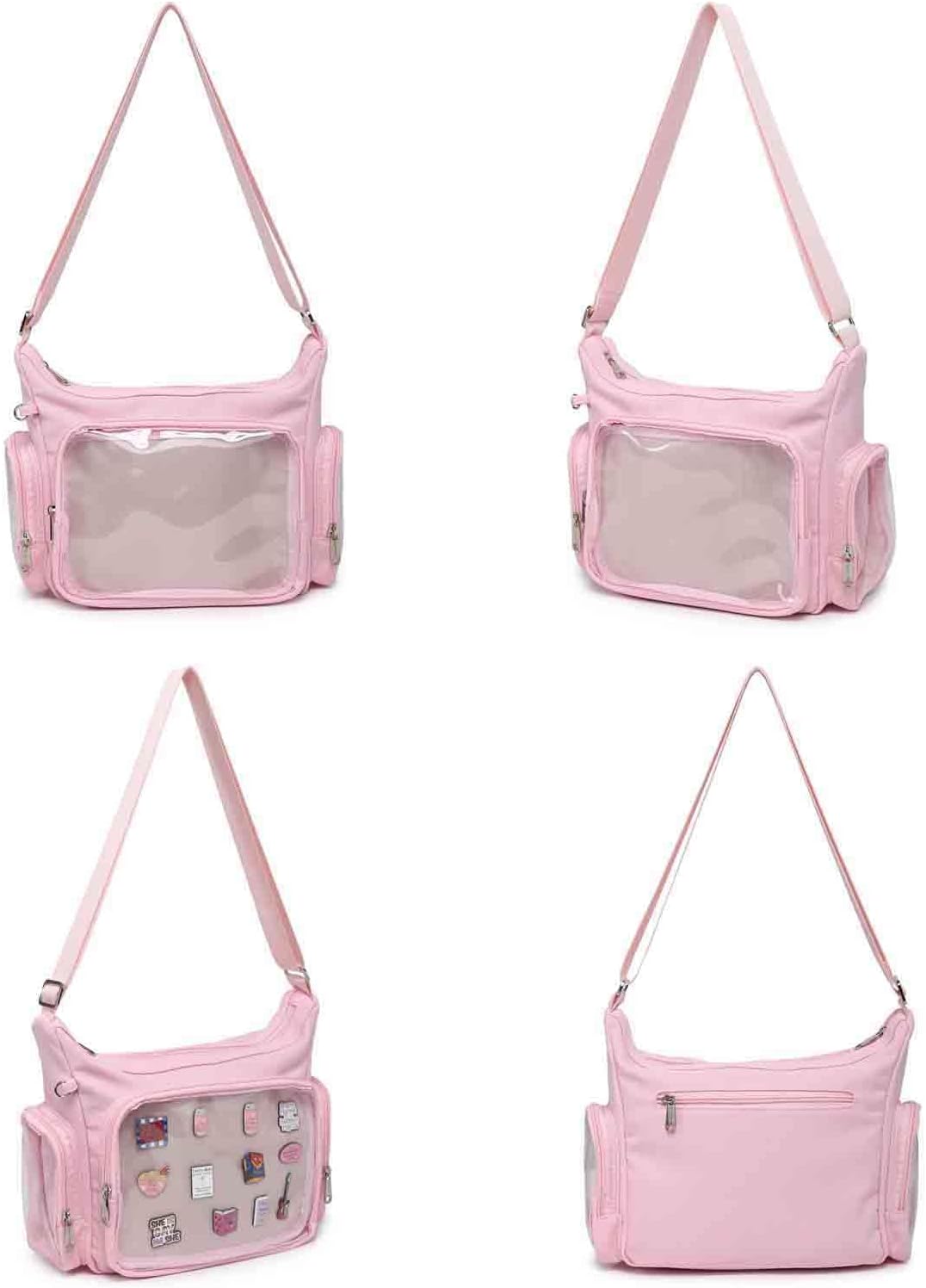 Canvas Ita Bag Crossbody Shoulder Bag Kawaii Purses and Handbags with Anime Pins Display - Image 5