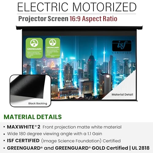 Image of Akia Screens 110 inch Motorized Projector Screen 16:9 - 8K /4K HD Electric Drop Down Screen with Remote, Ceiling or Wall Mount - AK-MOTORIZE110H2