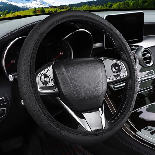 Leather Steering Wheel Cover 37-38cm