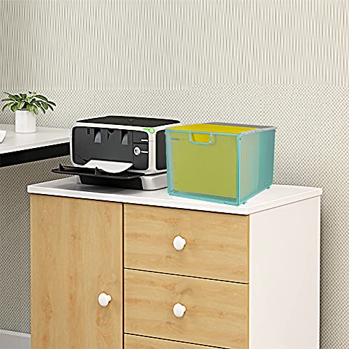 Mesh Hanging File Folder Box Organizer, Meshist Office Metal File Foldable Storage Crate,Letter Size, Blue #TOP5