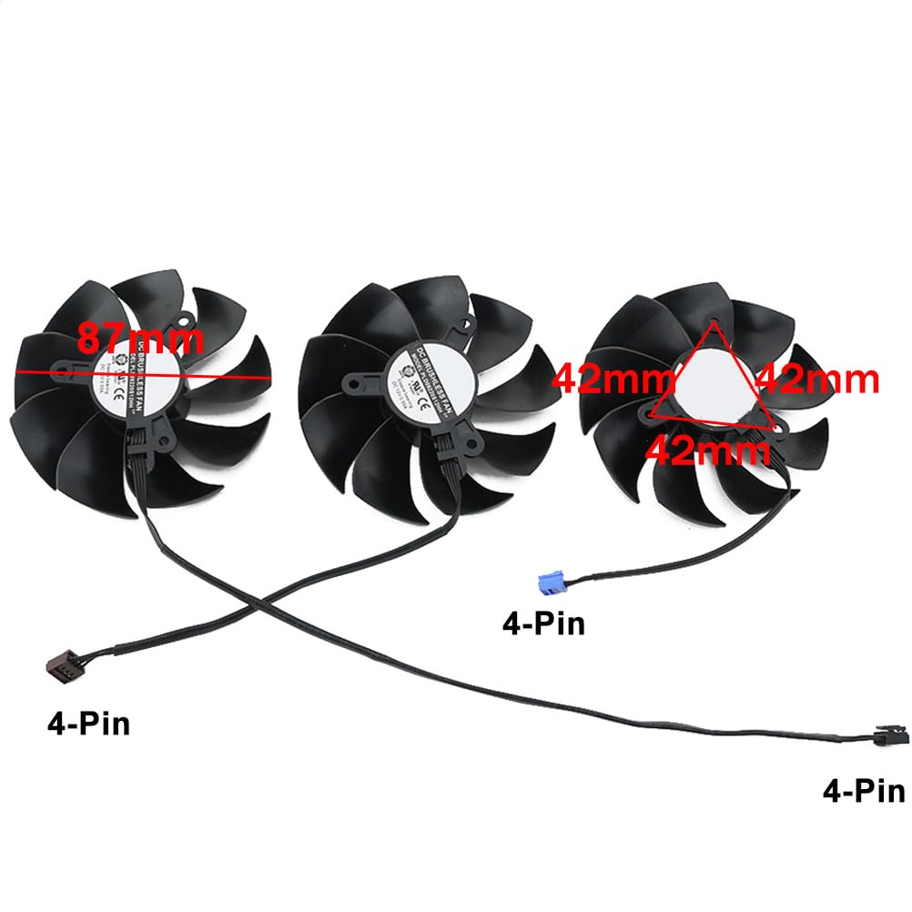 PLD09220S12HH 87mm 12V 0.55A 4 Pin Graphics Card Cooling Fan Replacement for EVGA RTX 3060TI 3070 3070TI 3080 3080TI 3090 FTW3 XC3 Gaming Video Card Cooler Fans (3PC)