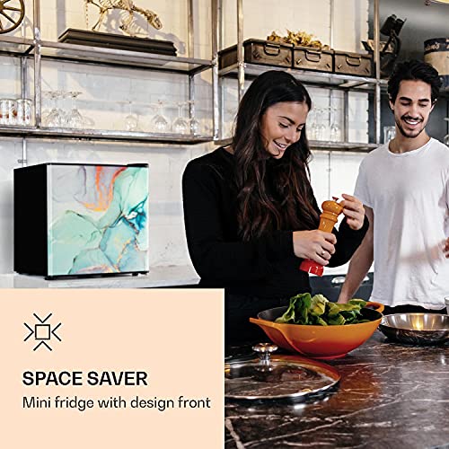 Klarstein CoolArt Koel-Vriescombinatie - Koelkast met 2 Koelniveaus, Frontdesign, Thermostaat met 5 standen, 0 tot 10 °C, Inhoud: 45 Liter, Motief: Pastel - Afbeelding 3