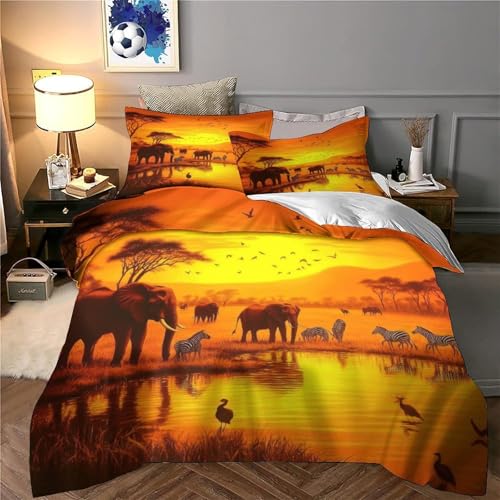 Housse de couette éléphant d'Afrique imprimé 3D avec microfibre douce