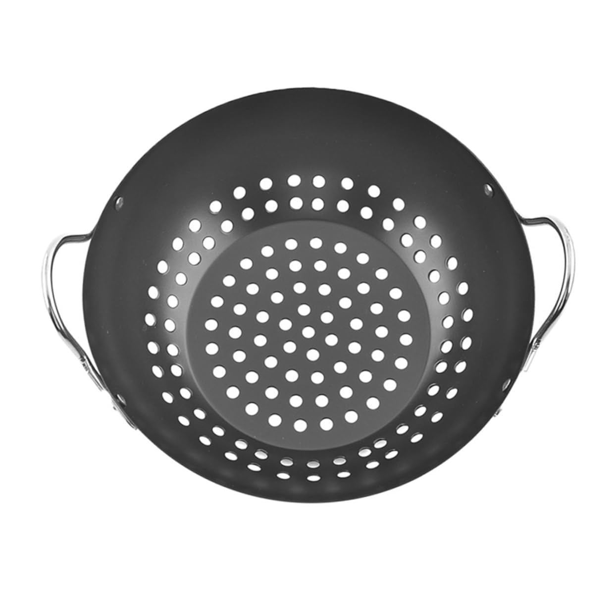 Cestello per Grigliare Verdure in Metallo al Carbonio Rivestimento Antiaderente e Design a Grandi Fori, Doppia Maniglia per Barbecue in Giardino Professionale