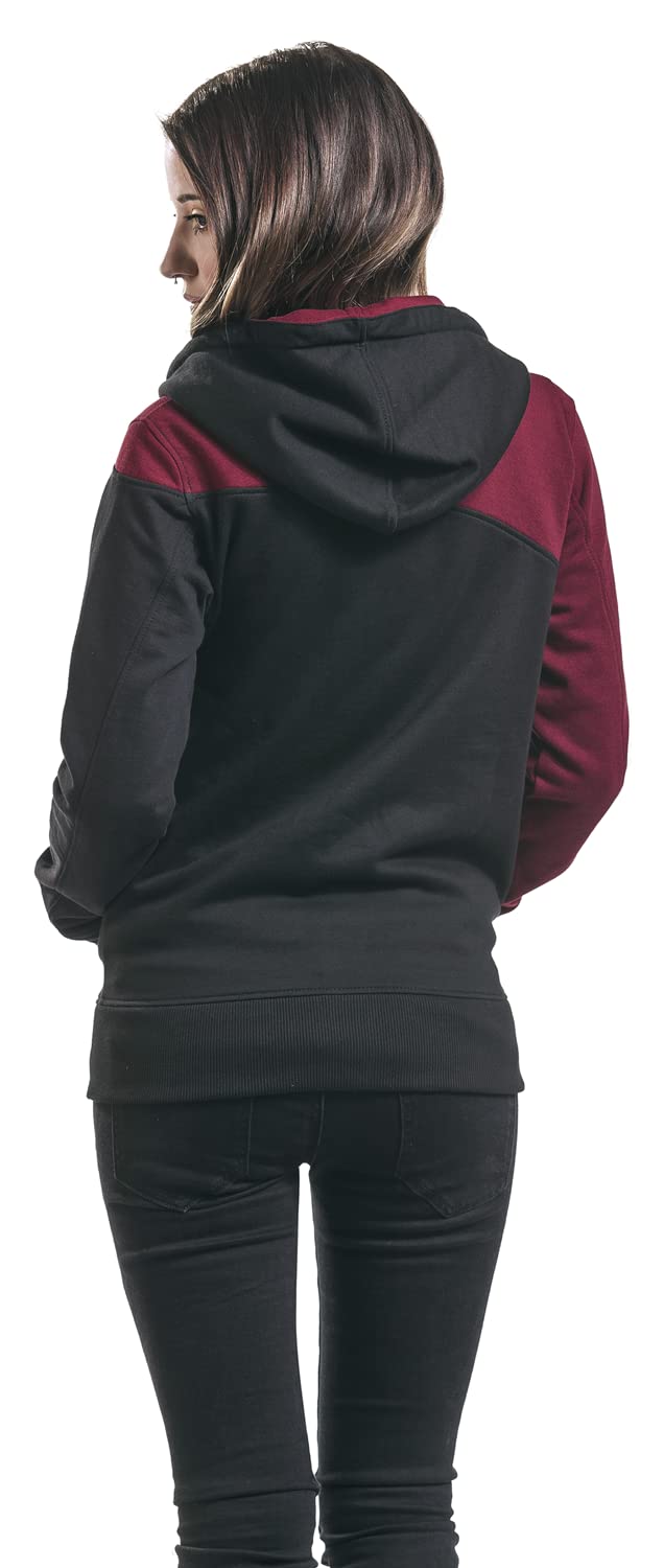 RED by EMP Femme Veste de survêtement noire et rouge avec capuche