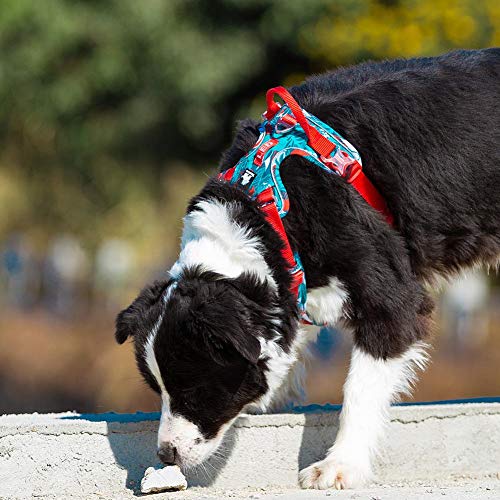 Hundegeschirr No Pull Verstellbare reflektierende Sicherheitsweste mit Griff für kleine mittelgroße große Hunde TLH5653 (L, Camouflage blau)