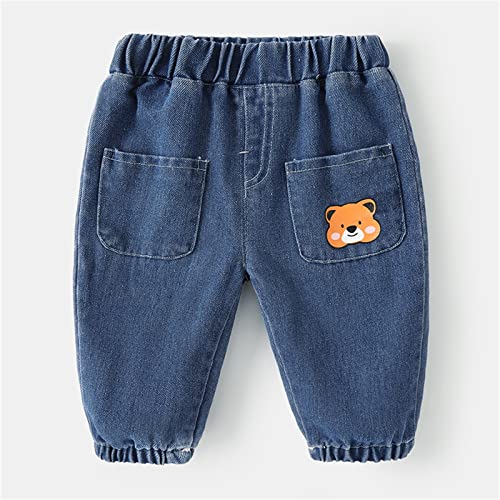 Toddler Kids Boys Girls Girls Jeans Infant Cute Cartoon Print Denim Pants with Pockets Casual Trousers 6M-4Y2