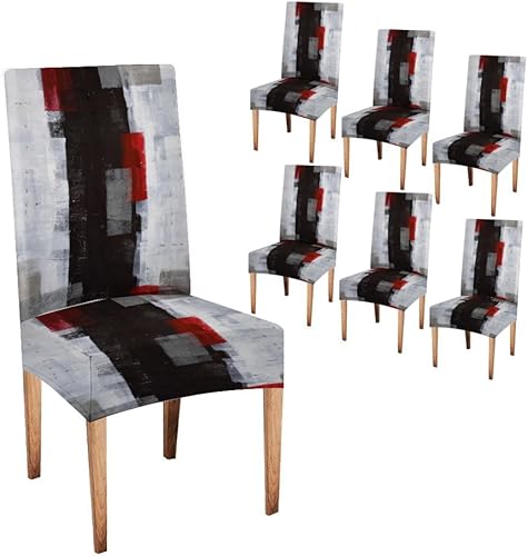 Miniatura 143 de TOMWISH Fundas para Sillas De Comedor 6, Fundas para sillas de comedor, pintura de arte abstracto, funda extraíble elástica de elastano para silla