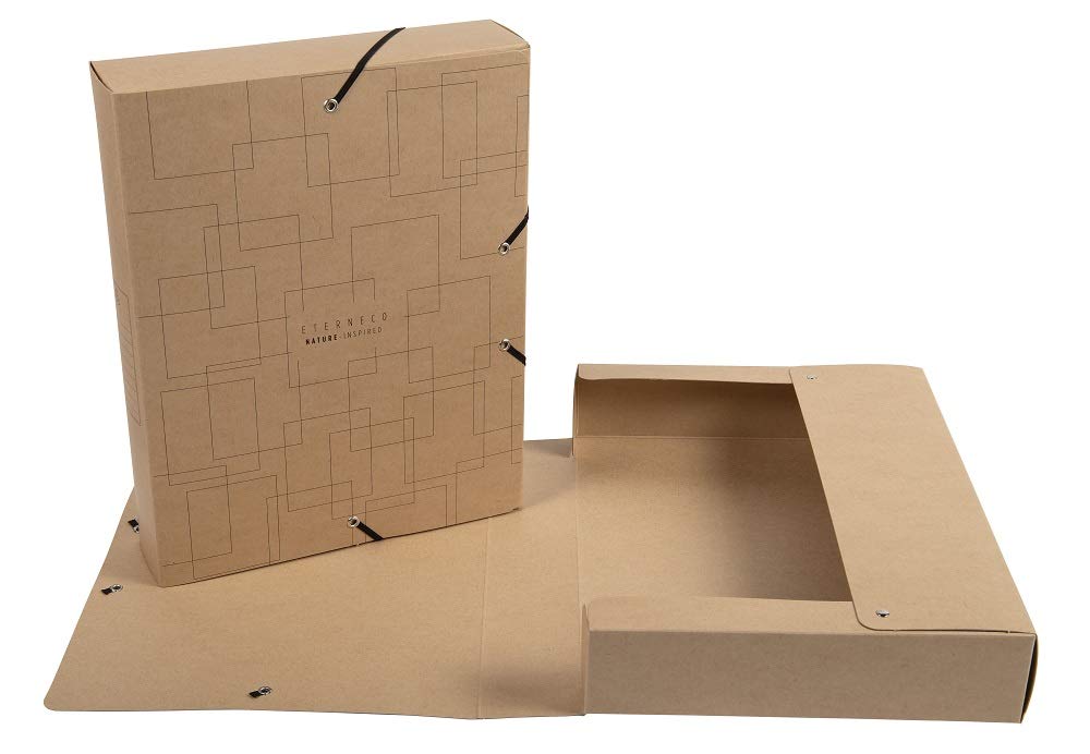 Exacompta 59647E Archivbox Eterneco Rücken 60 mm, wasserabweisend, bestrichener Karton 600 g/m², 25 x 33 cm, für DIN A4+, 1 Stück, Motive sortiert