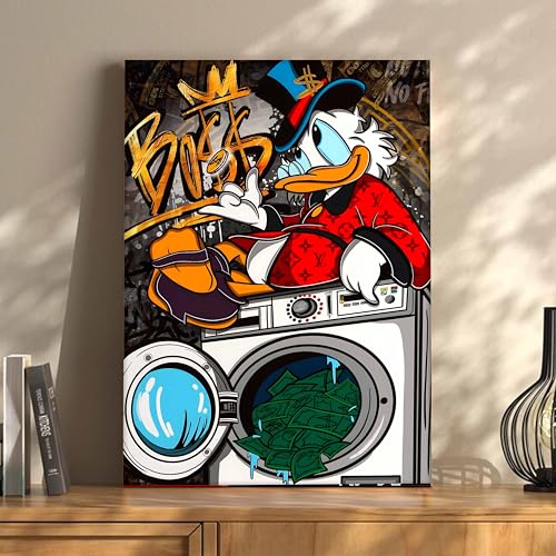 Image of Modern Graffiti Duck Pop Art Canvas Wall Art Painting For Living Room | Colourful Urban Style Wall Art Painting | Contemporary Home & Office Decor, 41x56 cm