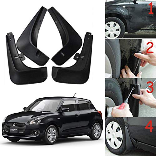 Image of Oshotto (O.E.M Fitting Cup Type) Mud Flap /Splash Guard Compatible with Maruti Suzuki Swift 2018,2019,2020 (T-IV)(Set of 4)
