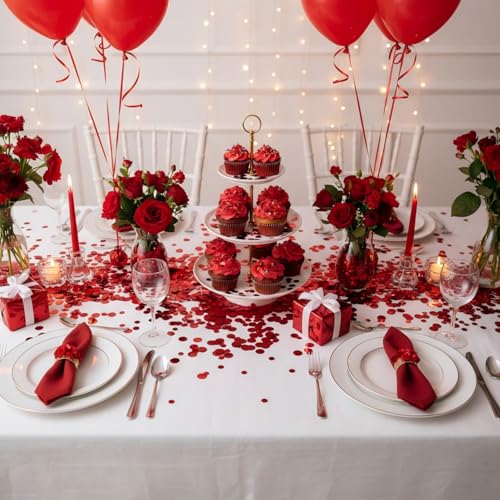 Image of Red Metallic Foil Confetti(0.59 inch) Round Dots Glitter Table Confetti for Party Wedding Decorations,2.11 OZ per pack