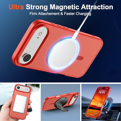 Image of SUPFINE Magnetic for iPhone Air Case (Compatible with MagSafe)(Military Grade Drop Protection) Slim Translucent Matte Shockproof with Anti-Fingerprint Phone Cover for 17 Air,Red