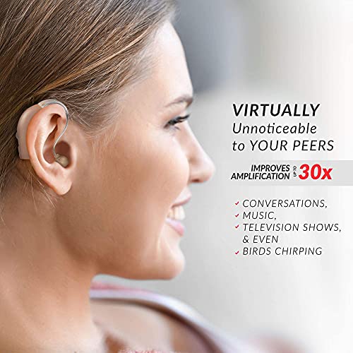 MSA PRO Sound Amplifier, Amplifies Sound by 30 Times, Up to 20 Hours Continuous Use, Lightweight, Nearly Invisible, Adjustable Volume, Fast Charging, Nude, 2ct