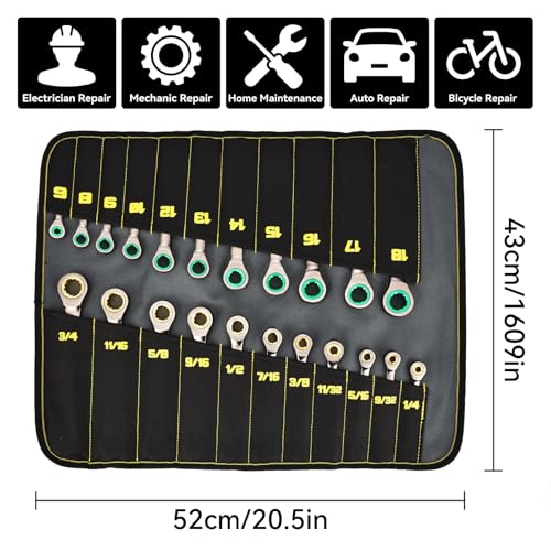 Image of GRENPRO 23PCS Ratcheting Wrench Set SAE Metric Combination Mechanic Tools