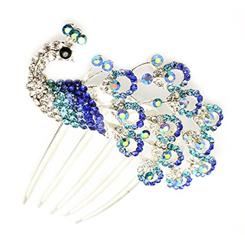 S&E Women's Fashion Peacock Design Retro Crystal Rhinestone Elegant Tuck Comb Hair Clip