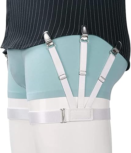 Mens Shirt Stays Upgrade Adjustable Elastic Garter Military Shirts Holder with Non-slip Locking Clamps