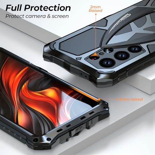 Image of Lunivop for Samsung Galaxy S26 Ultra Case 6.9 '' Metal Hard Phone Case Cover Case para Screw with Camera Protection Heavy Duty metalicas Military Grade Black