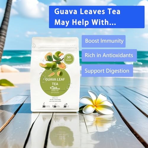 Samcci - Guava Leaves Tea Bags, 50 Teabags - Hojas De Guayaba, Premium Guava Leaf Tea - Immune Support - Digestion & Relaxation - Non-GMO - Caffeine-free