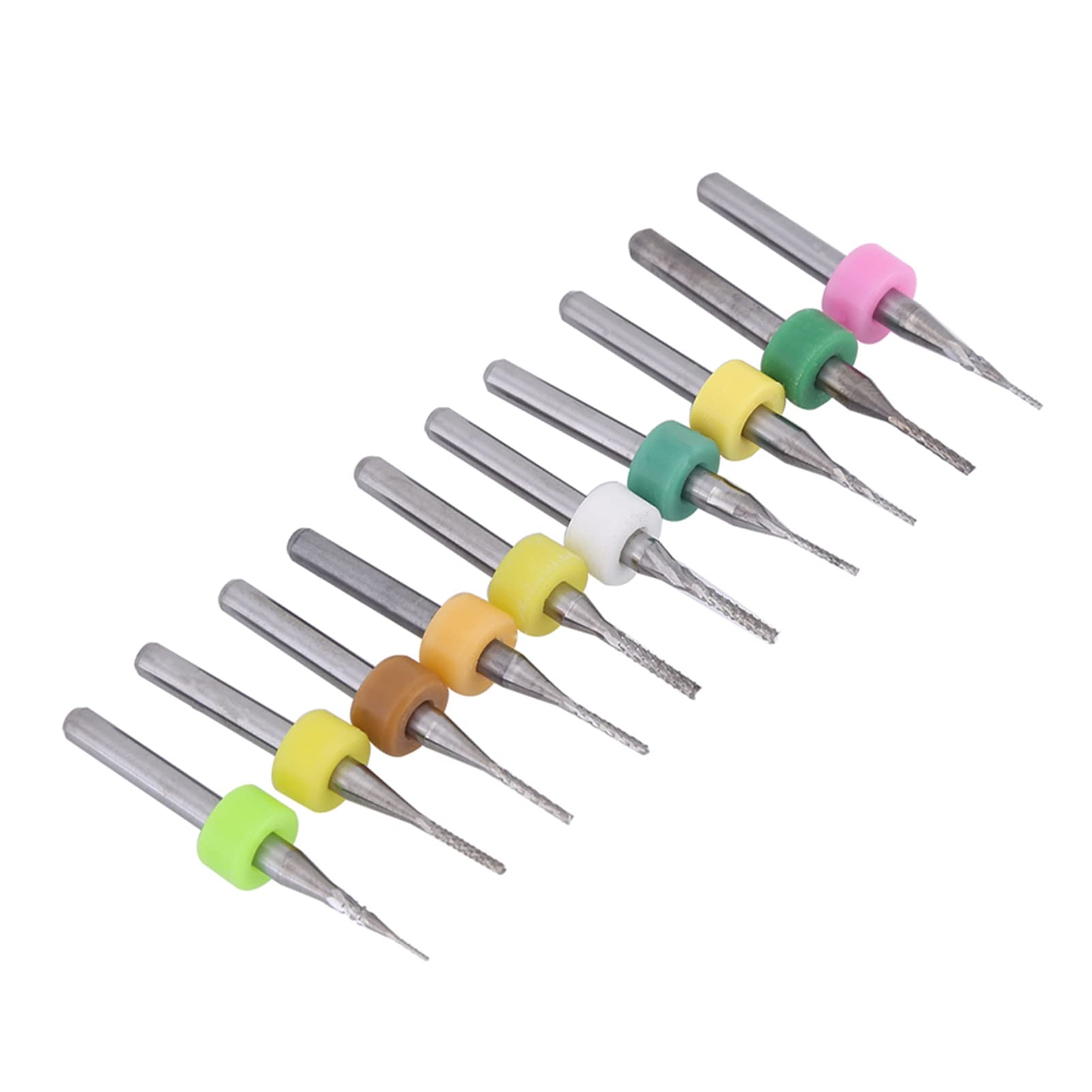 Lot de 10 fraises de coupe en carbure de tungstène PCB Fraises à queue pour découpe de circuits imprimés en carbure 0,5/0,6/0,7/0,8/0,9/1,0/1,1/1,2/1,3/1,4 mm