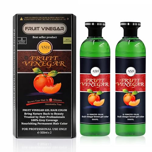 Image of Fruit Vinegar Gel Hair Colour - Natural Brown | Ammonia Free | 10 Minute Hair Color | 100% Grey Coverage | Salon Professional Use (500 ml x 2)