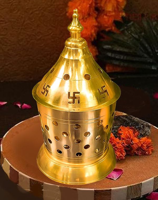 Solino Brass Akhand Jyoti Diya with Brass ‎Cylindrical Shaped Cover Divi Oil Lamp for Temple Spiritual Deepak.Size (Large)-image-33