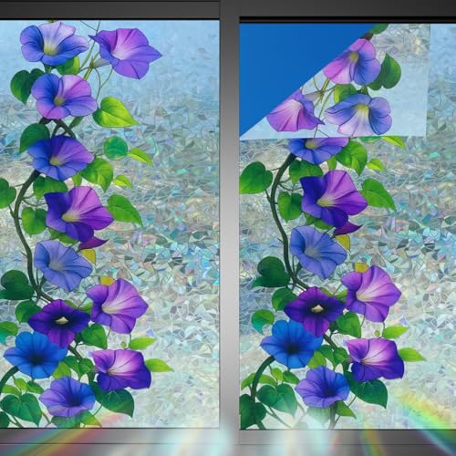 Image of Nuxovilar Crescent Blue Purple Morning Glory Window Film 17.7x39.4 PVC