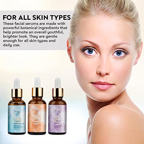 Cottonspin Anti-Aging Facial Serum Set. Vitamin C Serum, Retinol Serum And Hyaluronic Acid Serum For Brightening, Firming, And Hydrating For Face. Anti-Wrinkle And Dark Circle Remover 3X1 Fl Oz #TOP3