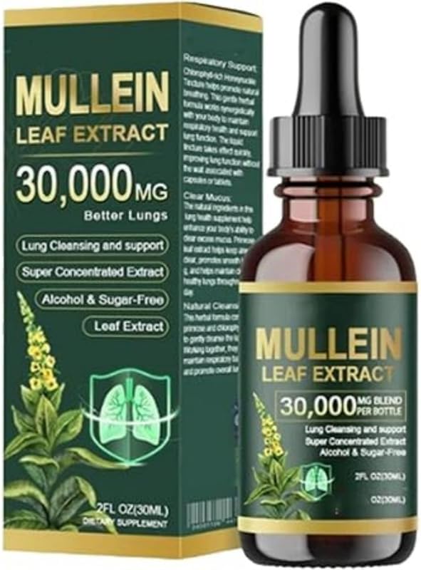 Organic Lung Cleansing Mullein Leaf Extract Drops,Mullein Drops for Lungs,Mullein Extract for Lungs,Natural Formula,for Men & Women (1)