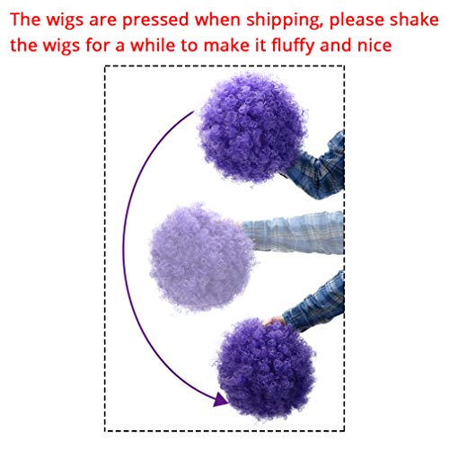 Image of FREE BEAUTY Fluffy Afro Synthetic Clown Wig for Men Women Cosplay Anime Party Christmas Halloween Fancy Funny Wigs (Purple)