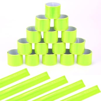 JSMTKJ 20 pieces reflective bands snap bracelets reflective snap bracelet ideal for children joggers and cyclists