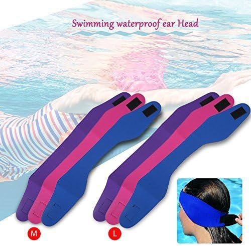 Miniatura 4 de VGEBY Diadema de natación, banda elástica ajustable para los oídos, impermeable, tapones para los oídos para niños y adultos (L-azul) protector de