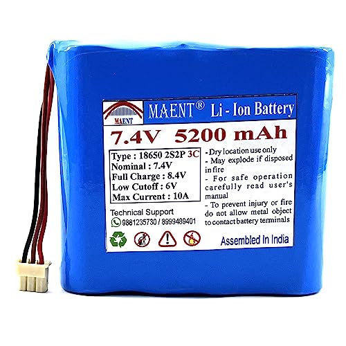 Image of MAENT 7.4V 18650 Lithium ion Rechargeable Battery 2S2P 2 Wire 5264 POS 8.4V for Electronics Toys Lighting Equipment POS Swipe Machine - 3C Rated (3 Pin POS Connector, 5200 mah)